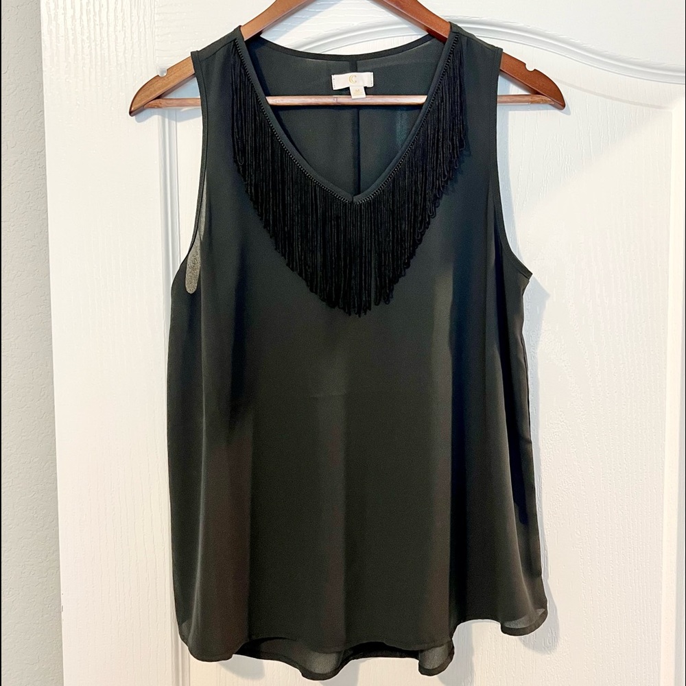 Sleeveless fringe top